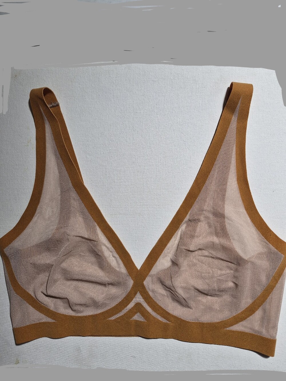 EBY Bralette Sz L Sheer Neutral Wireless